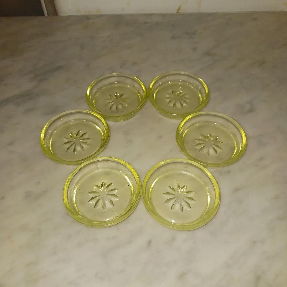 ONE Vaseline Uranium Glass Butter Pat 3